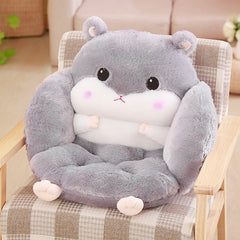 Hamster Semi-Enclosed Cushion Pain Relief Back Support Chair Cushions Plush Animals Tatami Office Seat Pad Home Decoration