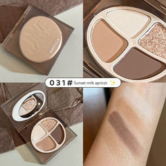 Yickyue Chestnut Matte Eye Shadow Contour Palette Makeup 4 Colors Long-Lasting Face Highlighters Make Up Contouring Powder Cosmetics