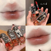 YICKYUE - Irregular Red Brown Velvet Matte Lip Gloss Long Lasting Non-marking Lip Cream Waterproof Metal Liquid Lipstick Makeup Cosmetic