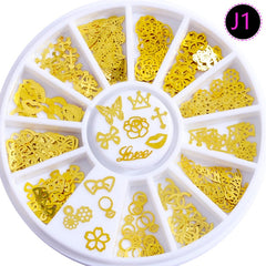 Mix Merry Christmas Element X'mas Tree Bell Elk Santa Claus Snowman Snowflake Metallic Nail Art Sequins Decals Gem DIY Wheel