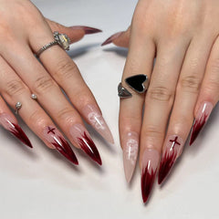 YICKYUE - Punk Style Fake Nails Cool Pointed y2k Snake Diamond False Nail Patch for Girl Women Wearable Press on Nails New Year Gifts