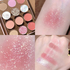 Yickyue 12 Color Glitter Eyeshadow Palette Makeup Long-lasting Matte Eye Shadow Palettes Brighten Eye Cosmetics Women Beauty Earth Color