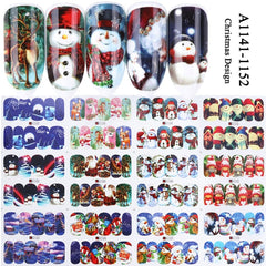 12pc Christmas New Year Nail Art Stickers Santa Snowman Water Sliders Tattoos Winter Decor Nails Design Accesories LAA1153-1164