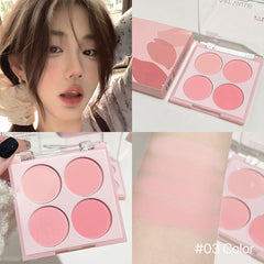 YICKYUE - 4 Colors Blush Shadow Palette Peach Mineral Face Blusher Rouge Cream Contour Eyeshadow Cheek Tint Pigment Korean Cosmetics