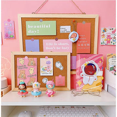 W&G Ins Kawaii Cork Board Wooden Photo Wall Decoration Home Desktop Photo Board Message Board Hanging Note Board
