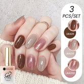 YICKYUE - 3PCS/SET 15ml Sparkling Glitter Series Nail Gel Polish Hot Selling Shiny Semi Permanent Soak Off UV Gel Nail Art Kit