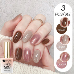 YICKYUE - 3PCS/SET 15ml Sparkling Glitter Series Nail Gel Polish Hot Selling Shiny Semi Permanent Soak Off UV Gel Nail Art Kit