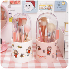 W&G Makeup Brush Storage Tube Box Acrylic Desk Ins Desktop Dustproof Portable Cute Girl Pearl Kawaii Storage Bucket