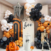YICKYUE - 176PCS Halloween Balloon Garland Arch Kit Orange Black White for Halloween Theme Party Baby Shower Indoor Outdoor Decorations