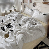 YICKYUE - Washed Cotton Bedding sets butterfly Duvet Cover bed sheets with Pillowcase Bedding Linens Set for Queen/King edredones de cama