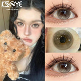 YICKYUE - 1 Pair New Korean Lenses Colored Contact Lenses With Degree Myopia Lenses Soft Beautiful Pupil Brown Contact Make Up