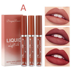 3Pcs Sexy Liquid Lipstick Set Matte Velvet Lip Gloss Paste Lip Glaze Moisturize Long Lasting Lip Tint Cosmetic Kit TSLM1