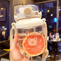 Cute Bear Water Bottles For Girls Kids With Straw 1000/1300ml Large Capacity Water Bottle Kawaii Juice Bubble Tea Drinking Cup