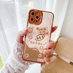 Sweet cream leather silicone phone case for iphone 12 mini 7 8 plus 13 11 pro max xsmax x xr cute lucky soft protective cover