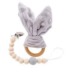 Beech Wood Baby Teether Rabbit ears Baby Nursing Bracelet Wooden Pendant For DIY Nursing Pacifier Chain Clips Baby Products