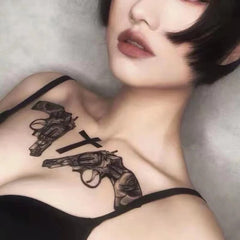 Sexy Black Cross Waterproof Temporary Tattoo Stickers For Women Men Body Art Fake Tatto Lady Decals