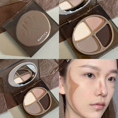 Yickyue Chestnut Matte Eye Shadow Contour Palette Makeup 4 Colors Long-Lasting Face Highlighters Make Up Contouring Powder Cosmetics