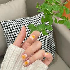Christmas Deer Design with Glue False Nails Short Fashion Graffiti Leopard Square Fake Nails press on nail Sticker on nail Art
