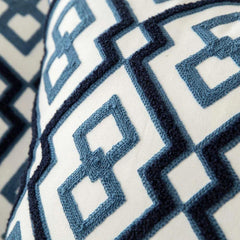YICKYUE - Blue Embroidered Ornaments Cushion Cover