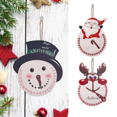 Yickyue Snowman Elk Indoor listed Ornaments Wooden Craft Clock Christmas Tree Door Hanging Decoration Party New Year Decor Kids Gift