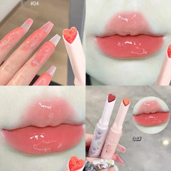 YICKYUE - Heart Shape Water-light Lipstick Lip Glaze Jelly Cherry Pink Lip Gloss Moisturising Long Lasting Lip Tint Korea Makeup Cosmetics