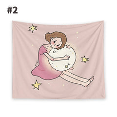Lovely Girls Hanging Tapestry Ins Nordic Background Wall Decor Anime Tapestry Dormitory Bedroom Wall Bedside Home Decor