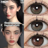 YICKYUE - 1 Pair Hot Sale Cleopatra Series Green Colored Contact Lenses with Prescription Myopia Lenses Natural Blue Iris Lens