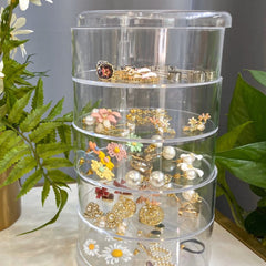 Rotating Transparent Jewelry Storage Box Organizer Jewelry Earrings Necklace Display Stand Rack Multifunctional Large Capacity