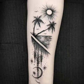 Waterproof Temporary Tattoo Sun Moon Body Art Fake Tattoo Flash Tatto Arm Leg Female Male