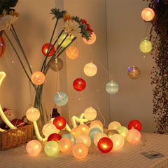 Christmas Decorations Cotton Balls Led String Lights Garlands Fairy Lights Holiday Battery Operated Lights Navidad Wedding Decor