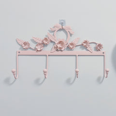 YICKYUE - Pink Bow Wall Coat Racks Hanging Clothes Bag Long Strip Hook Entrance Door Keys Holder White Bathroom Wall Hangers Room Decor