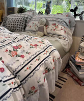 YICKYUE - Romantic sweet fairyfair floral bedding set,twin full queen king rustic cotton home textile bed sheet pillow case duvet cover