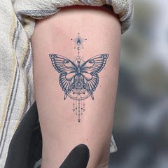 YICKYUE - Premium Semi-Permanent Tattoos for Men Women,Dark Blue Butterfly Temporary Tattoo Lifelike Waterproof and Long-Lasting 1-2 Weeks
