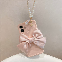 Phone Case For iphone 13 Cover Pearl Bracelet Bow For iPhone 12 11 13 Pro Max Mini X XR XS Max 6 S 7 8 Plus + Soft Phone Case