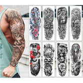 Waterproof Temporary Tattoo Stickers Full Arm Large Skull Old School Tatoo Stickers Flash Fake Tattoos for Men Women