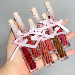 Yickyue Cute Bow Lip Gloss Gift for Girl Mirror Glass Lipstick Sexy Red Lip Tint Long Lasting Lip Makeup Waterproof Lip Stick Cosmetics