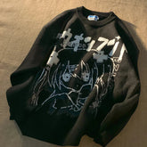 Hearujoy Women's Sweater Oversize Y2k Tops Long Sleeve Jumper Autumn Anime Pullover Goth Streetwear Knitted Coat Vintage Korean Clothing