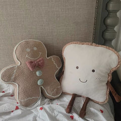 Yickyue Soft Nordic Lovely Gingerbread Man Toast Slice Living Room Sofa Cushion Tatami Bay Window Decoration