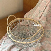 YICKYUE - Vintage Rustic Style Snacks Fruit Storage Basket, Hand-Woven Sundry Organizer Frame, Kitchen Table, Tabletop Ornament, Home Deco