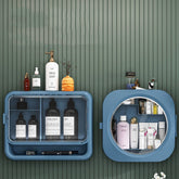Wall-mounted Cosmetic Storage Box Makeup Organizer Bathroom Accessories Storage Rack Drawer Free Punching Dustproof Rack
