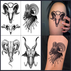 YICKYUE - 4Pcs Full Arm Temporary Tattoos Sleeve for Men Women Realistic Thorn Sheep Fake Tatoos Black Totem Tattoo Sticker Body Art