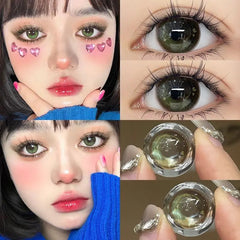 YICKYUE - 1 Pair Color Contact Lenses for Eyes With Diopters Prescription Green Eye High Quality Beauty Pupil New Free Shipping