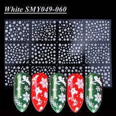 12pcs Gold Silver Christmas Stickers For Nails Winter Snowflake Adhesive Decals New Year Nail Art Decoration Slider LATY/SMY-1