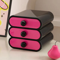 YICKYUE - Plastic Desk Top 3-Drawer Storage Organizer Stackable Makeup Organizer with Drawer for Vanity Lipstick Facial Mask Container