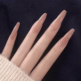 24pcs fake press-on nails long Powder grey nude colo racryl nail manicure removable nail tips Manicure patch wholesale nails