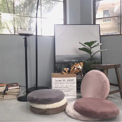Round Plush Chair Cushion Fur Thickened Buttocks Cushion Bay Window Tatami Seat Mat Buttocks Decoration Solid Color Seat Pad