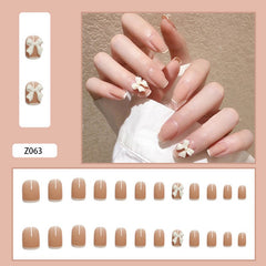 24pcs/set Detachable Butterfly Rhinestone Ballerina False Nails Wearable Press On Nails Coffin Fake Nails Full Cover Nail Tips