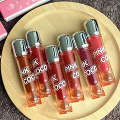 YICKYUE - 1pc Sexy Red Jelly Mirror Lipstick Long Lasting Non-stick Cup Moisturize Water Light Lip Gloss Korean Lips Makeup Cosmetics New