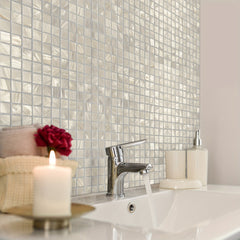 YICKYUE 10 Sq.ft 10-Pack Mother Of Pearl Oyster Square Shell Mosaic Tiles, Exquisite Mica Sheet Wall Stickers, Wall Decoration And Beautification
