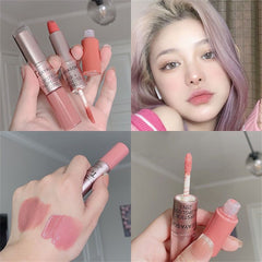 YICKYUE - Double-Headed Sexy Red Mist Face Matte Waterproof Nude Velvet Glossy Lip Gloss 12 Colors Lasting Women's Fashion Makeup Cosmetic